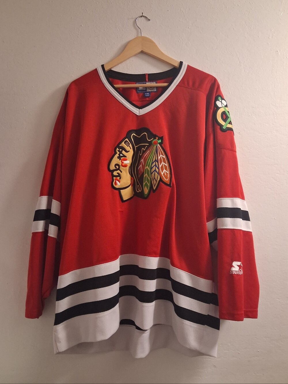 Starter Jersey Mens XXL Red Chicago Blackhawks NHL Hockey Sewn Vintage 1990s